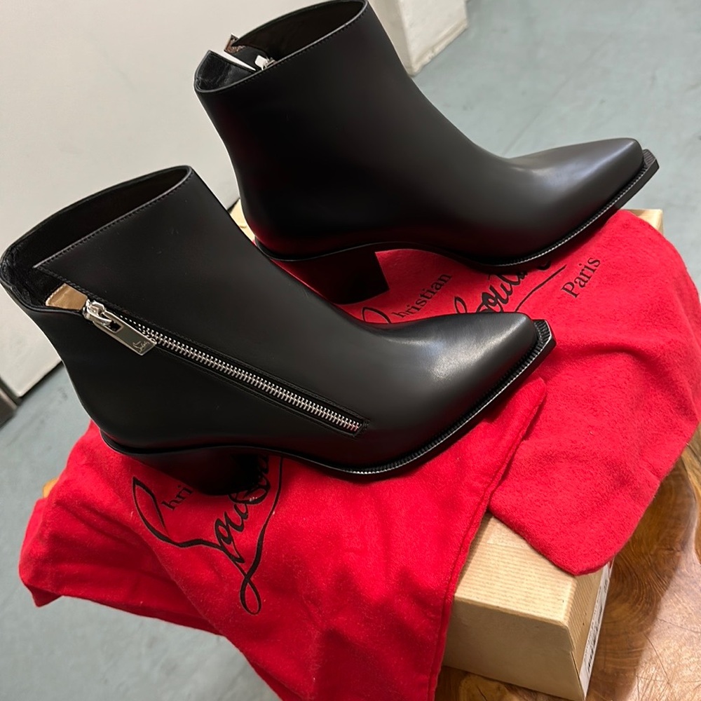 LOUBOUTIN Santiazip 65 calf shine leather ankle boots